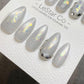 Reusable Frozen Opal Cat Eye Effect | Premium Press on Nails Gel Hand Painted Pressons Customizable Gel Nail faux nails WM1015