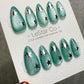 Reusable Mint Cosmos Green Cat Eye Effect| Premium Press on Nails Gel Hand Painted Pressons Customizable Gel Nail Artist faux nails WM1013