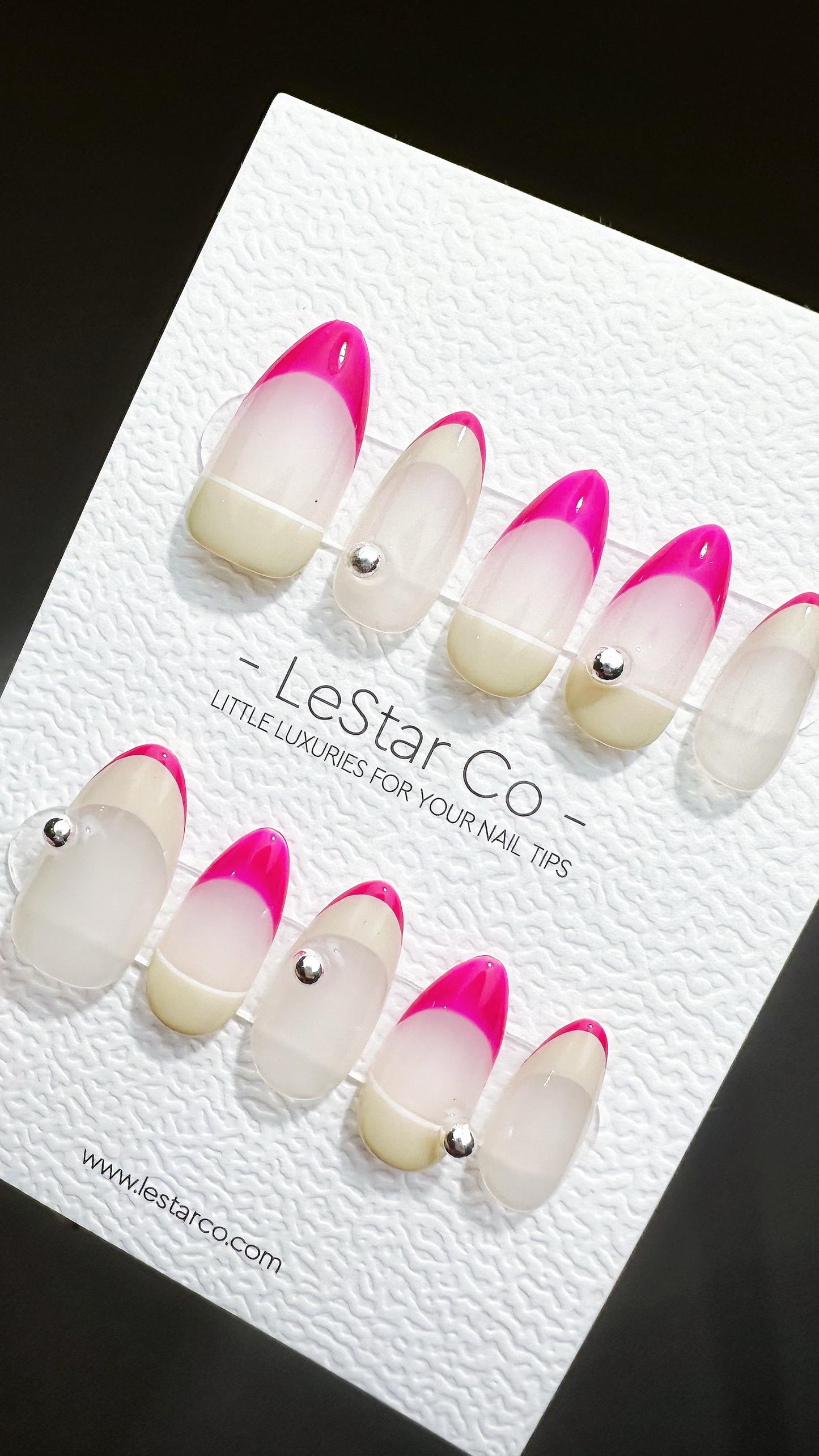 Reusable Neon Blush | Premium Press on Nails Gel Hand Painted Pressons Customizable Gel Nail Artist faux nails ML623