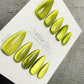 Reusable Electric Olive Cat Eye Effect | Nails Premium Press on Nails Gel Manicure Handprint Pressons Handmade | Lestarco nails WM1018