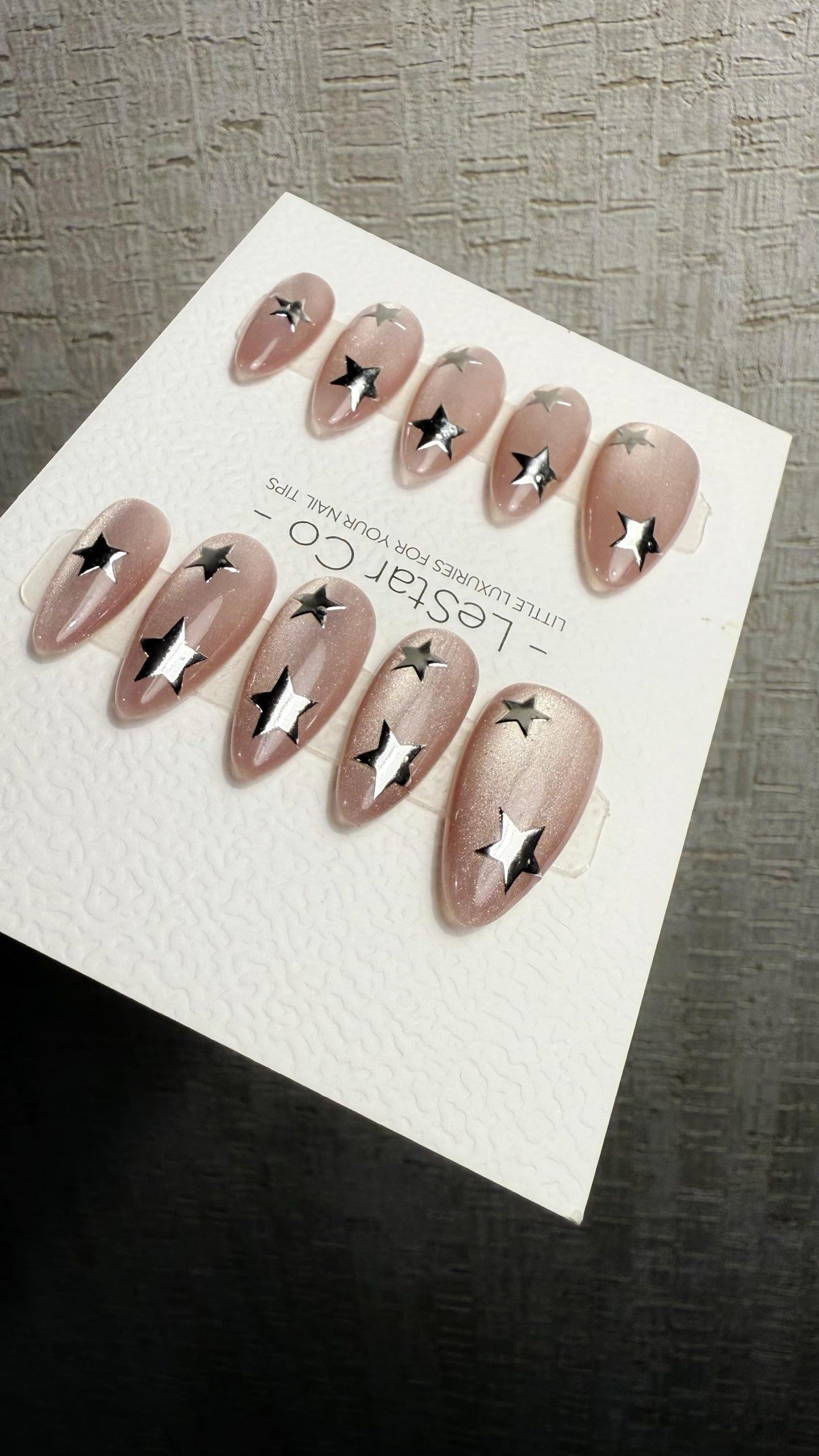 Reusable Moon Dust Cat Eye Effect | Premium Press on Nails Gel Hand Painted Pressons Customizable Gel Nail Artist faux nails WM1019