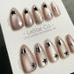 Reusable Moon Dust Cat Eye Effect | Premium Press on Nails Gel Hand Painted Pressons Customizable Gel Nail Artist faux nails WM1019
