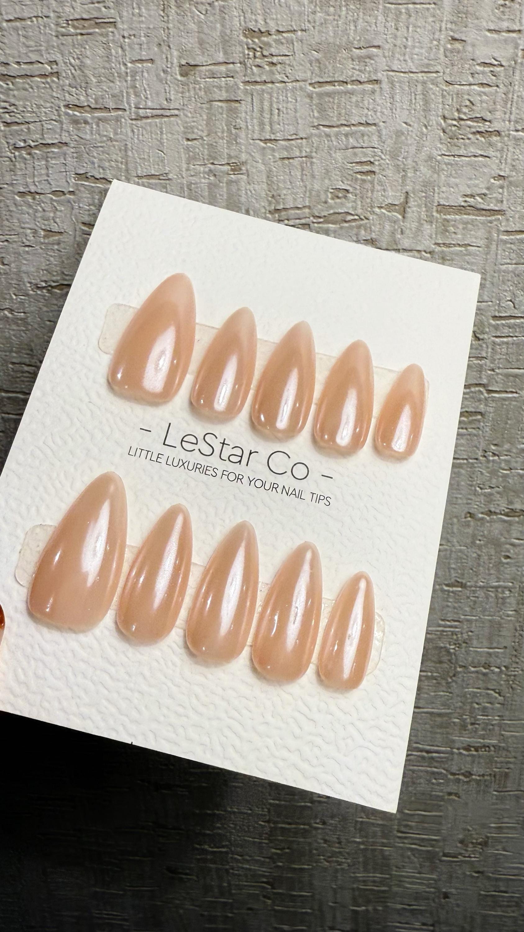 Reusable Silk Nude | Premium Press on Nails Gel Hand Painted Pressons Customizable Gel Nail Artist faux nails WM1020