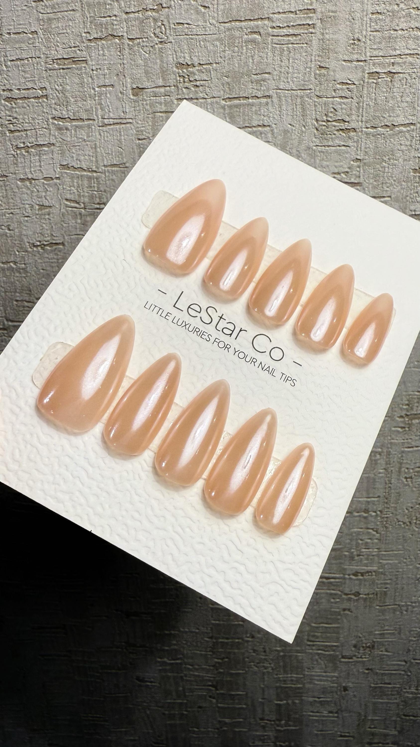 Reusable Silk Nude | Premium Press on Nails Gel Hand Painted Pressons Customizable Gel Nail Artist faux nails WM1020