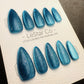 Reusable Icy Lagoon Blue Cat eye | Nails Premium Press on Nails Gel Manicure Handprint Pressons Handmade | Lestarco faux nails WM1035