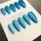 Reusable Icy Lagoon Blue Cat eye | Nails Premium Press on Nails Gel Manicure Handprint Pressons Handmade | Lestarco faux nails WM1035