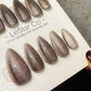 Reusable Champagne Stardust Cat Eye | Nails Premium Press on Nails Gel Manicure Handprint Pressons Handmade | Lestarco faux nails WM1026