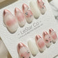 Reusable Princess Veil Pink French Tip | Premium Press on Nails Gel | Fake Nails | Cute Fun Colorful Gel Nail Artist faux nails 536TMR