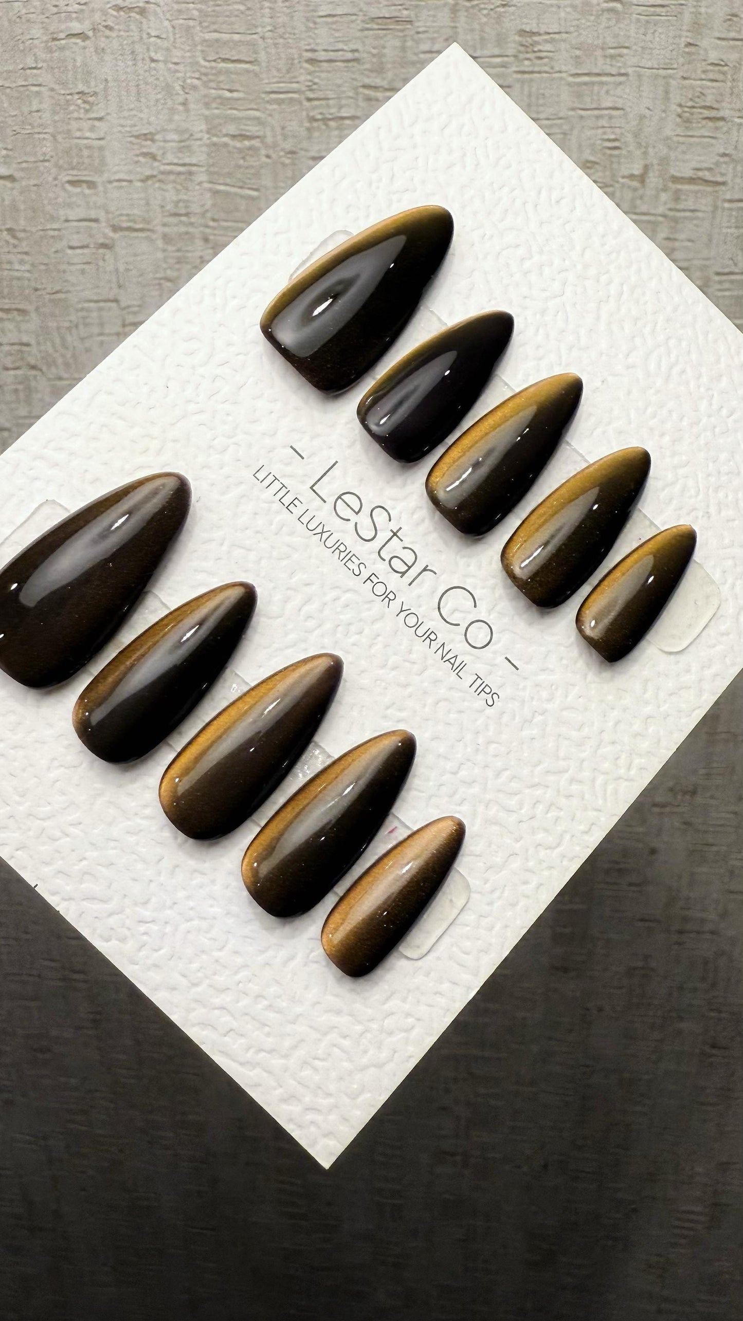 Reusable Tiger's Eye Cat Eye Effect | Nails Premium Press on Nails Gel Manicure Handprint Pressons Handmade | Lestarco nails WM1031