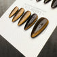 Reusable Tiger's Eye Cat Eye Effect | Nails Premium Press on Nails Gel Manicure Handprint Pressons Handmade | Lestarco nails WM1031