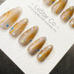 Reusable Stellar Toffee Cat Eye Effect| Premium Press on Nails Gel Hand Painted Pressons Customizable Gel Nail Artist faux nails TMR1029