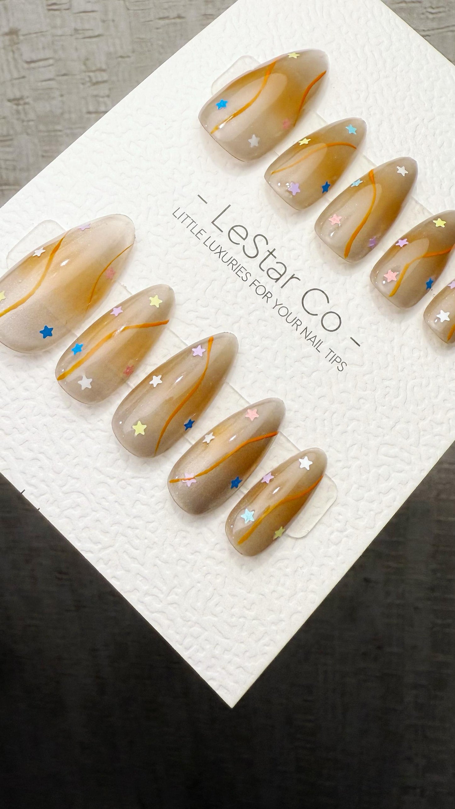 Reusable Stellar Toffee Cat Eye Effect| Premium Press on Nails Gel Hand Painted Pressons Customizable Gel Nail Artist faux nails TMR1029
