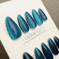 Reusable Ocean Pulse Blue Cat eye | Nails Premium Press on Nails Gel Manicure Handprint Pressons Handmade | Lestarco faux nails WM1033