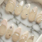 Reusable Elegance Pearl Lace French Tip | Premium Press on Nails Gel | Fake Nails | Cute Fun Colorful Gel Nail Artist faux nails 804ML