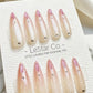 Reusable Rose Quartz Tip Premium Short Press on Nails Gel Manicure Hand Painted Pressons Handmade | Lestarco faux nails 869WM