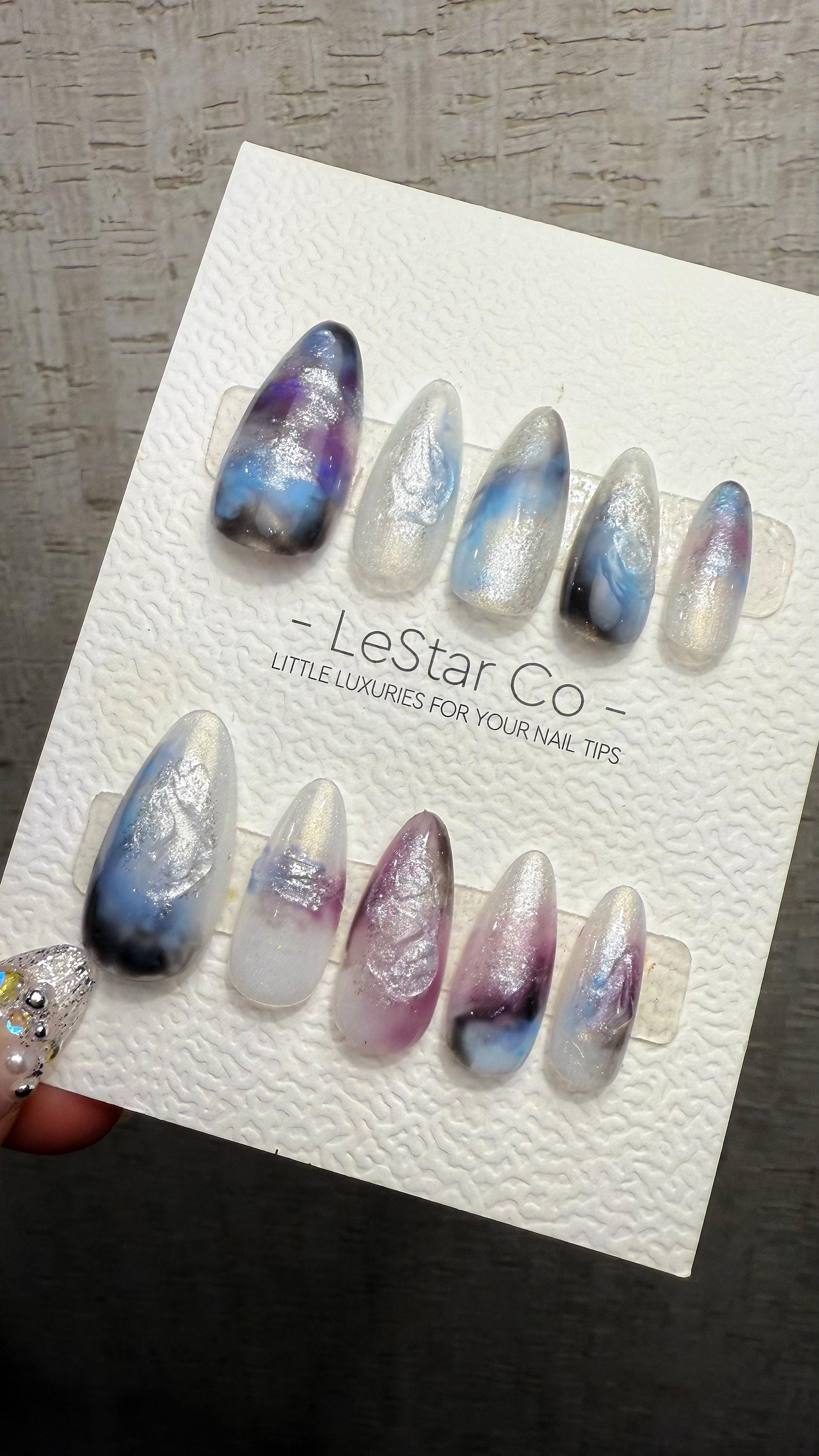 Reusable Galaxy Haze | Premium Handmade Press on Nails Gel | Fake Nails | Cute Fun Colorful Gel Nail Artist faux nails QN1042