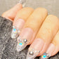 Reusable Starlit Empress French Tip | Premium Handmade Press on Nails Gel | Fake Nails | Cute Fun Colorful Gel Nail Artist faux nails QN1043