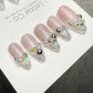 Reusable Starlit Empress French Tip | Premium Handmade Press on Nails Gel | Fake Nails | Cute Fun Colorful Gel Nail Artist faux nails QN1043
