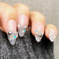 Reusable Starlit Empress French Tip | Premium Handmade Press on Nails Gel | Fake Nails | Cute Fun Colorful Gel Nail Artist faux nails QN1043