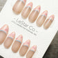 Reusable Peachy Ribbon French Tip Handmade Press On Nails Gel Fake Nails ML1045