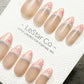 Reusable Peachy Ribbon French Tip Handmade Press On Nails Gel Fake Nails ML1045