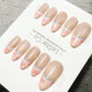 Reusable Peachy Ribbon French Tip Handmade Press On Nails Gel Fake Nails ML1045