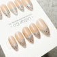 Reusable Glam Ice Peaks Cat Eye Effect French Tip Handmade Press On Nails Gel Fake Nails ML1047