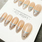 Reusable Glam Ice Peaks Cat Eye Effect French Tip Handmade Press On Nails Gel Fake Nails ML1047