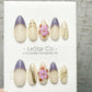 Violet Blossom Elegance 3D Flower French Tip Press On Nails Handmade Reusable Gel Nails ML1048