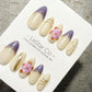 Violet Blossom Elegance 3D Flower French Tip Press On Nails Handmade Reusable Gel Nails ML1048