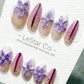 Amethyst Bloom 3D Flower French Tip Press On Nails Handmade Reusable Gel Nails ML1046