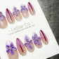 Amethyst Bloom 3D Flower French Tip Press On Nails Handmade Reusable Gel Nails ML1046