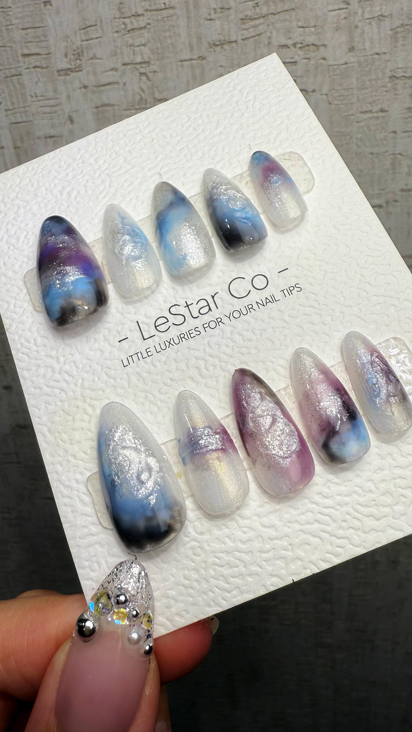 Reusable Galaxy Haze | Premium Handmade Press on Nails Gel | Fake Nails | Cute Fun Colorful Gel Nail Artist faux nails QN1042