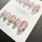 Reusable Starlit Empress French Tip | Premium Handmade Press on Nails Gel | Fake Nails | Cute Fun Colorful Gel Nail Artist faux nails QN1043