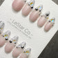 Reusable Starlit Empress French Tip | Premium Handmade Press on Nails Gel | Fake Nails | Cute Fun Colorful Gel Nail Artist faux nails QN1043