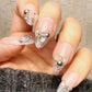 Reusable Starlit Empress French Tip | Premium Handmade Press on Nails Gel | Fake Nails | Cute Fun Colorful Gel Nail Artist faux nails QN1043