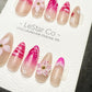 Reusable Blush Blossom Breeze 3D Flower Pink Tip | Premium Handmade Press on Nails Gel | Fake Nails | Cute Pressons Gel faux nails TMR1050