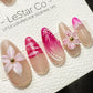 Reusable Blush Blossom Breeze 3D Flower Pink Tip | Premium Handmade Press on Nails Gel | Fake Nails | Cute Pressons Gel faux nails TMR1050