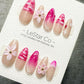 Reusable Blush Blossom Breeze 3D Flower Pink Tip | Premium Handmade Press on Nails Gel | Fake Nails | Cute Pressons Gel faux nails TMR1050