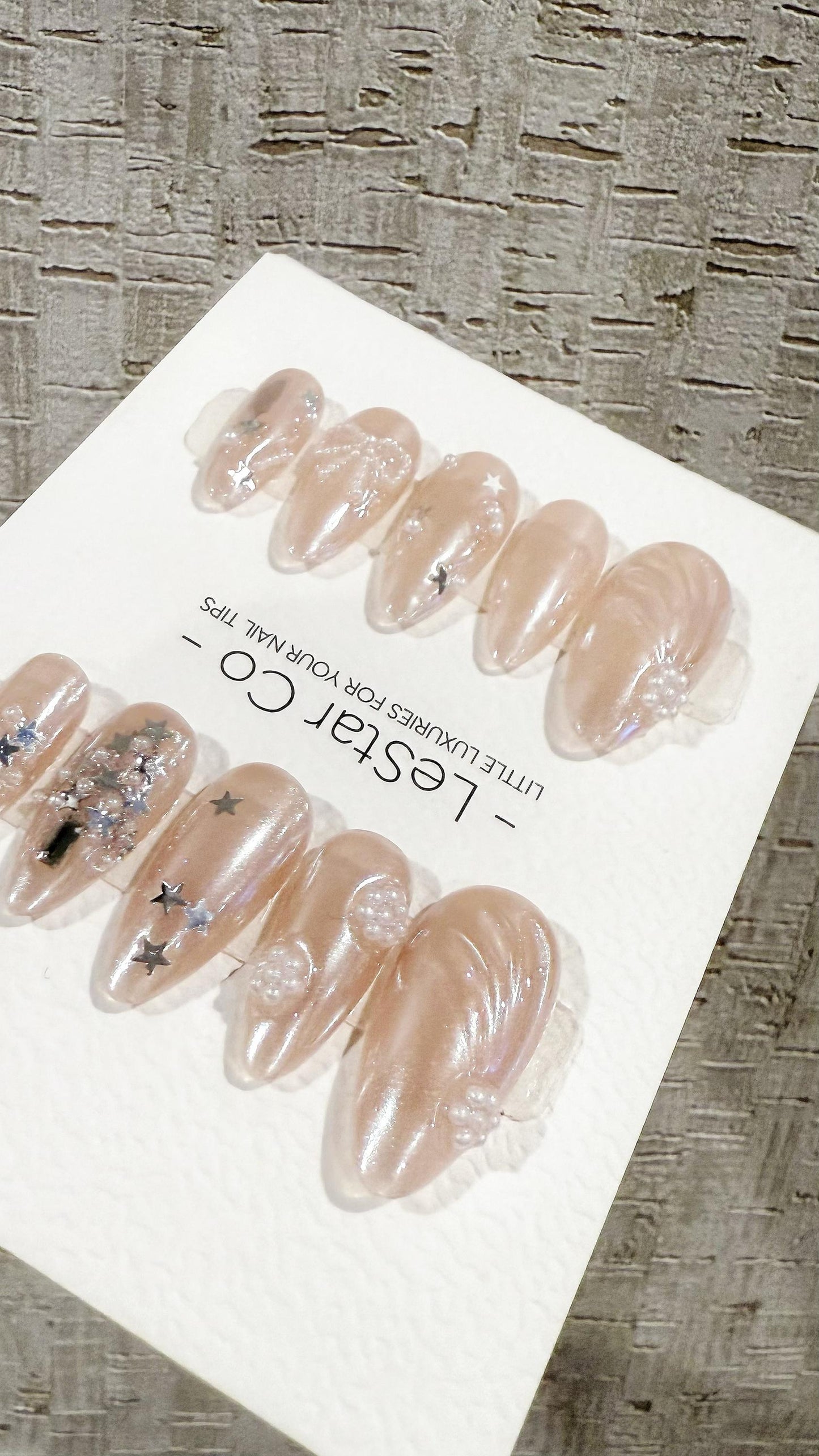 Reusable Celestial Pearls| Premium Handmade Press on Nails Gel | Fake Nails | Cute Pressons Gel Nail Artist faux nails TMR1053