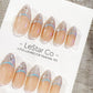 Reusable Glam Ice Peaks Cat Eye Effect French Tip Handmade Press On Nails Gel Fake Nails ML1047