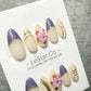 Violet Blossom Elegance 3D Flower French Tip Press On Nails Handmade Reusable Gel Nails ML1048