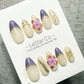 Violet Blossom Elegance 3D Flower French Tip Press On Nails Handmade Reusable Gel Nails ML1048