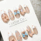 Sweet Candy Garden 3D Ribbon French Tip Press On Nails Handmade Reusable Gel Nails ML1049