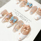 Sweet Candy Garden 3D Ribbon French Tip Press On Nails Handmade Reusable Gel Nails ML1049