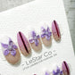 Amethyst Bloom 3D Flower French Tip Press On Nails Handmade Reusable Gel Nails ML1046