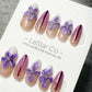 Amethyst Bloom 3D Flower French Tip Press On Nails Handmade Reusable Gel Nails ML1046