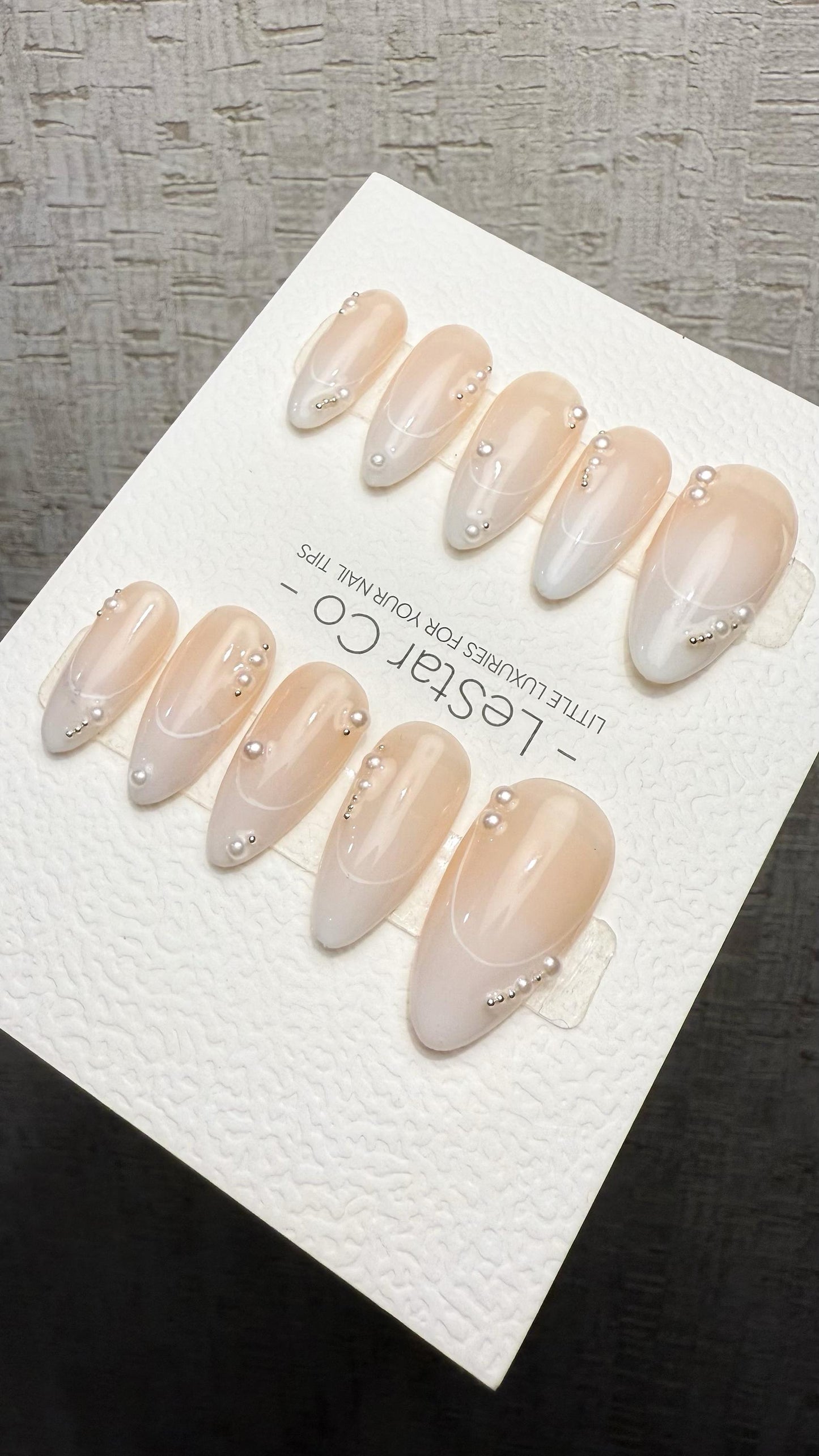 Reusable Ethereal Pearl| Premium Handmade Press on Nails Gel | Fake Nails | Cute Pressons Gel Nail Artist faux nails ML1056