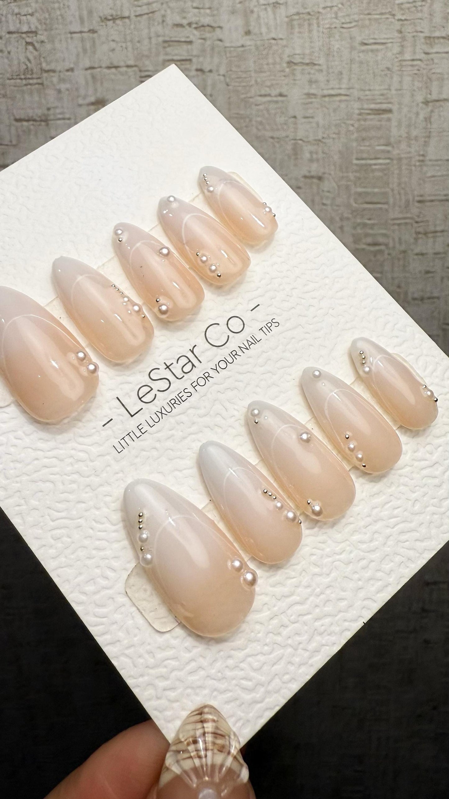 Reusable Ethereal Pearl| Premium Handmade Press on Nails Gel | Fake Nails | Cute Pressons Gel Nail Artist faux nails ML1056
