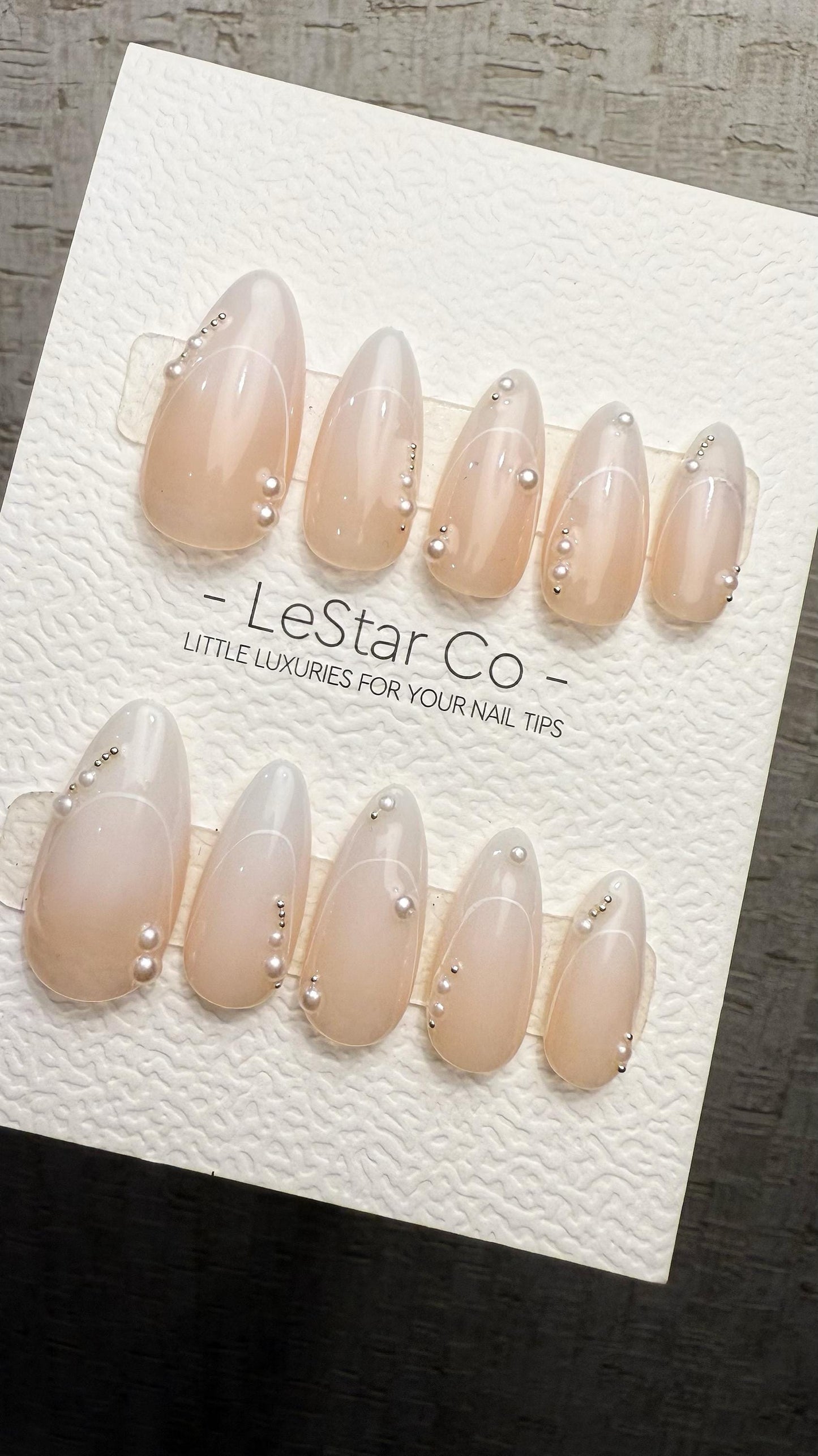 Reusable Ethereal Pearl| Premium Handmade Press on Nails Gel | Fake Nails | Cute Pressons Gel Nail Artist faux nails ML1056
